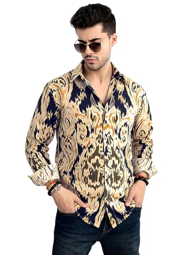 Image of Pinkmint Men Printed Cambric Cotton Shirt |Stylish Designer| Lightweight Summer Wear| Regular Fit Shirt for Men (Available in Plus Size)