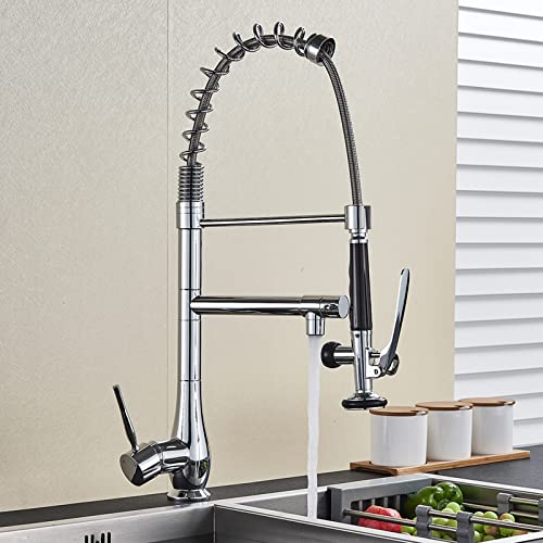 Grifo de cocina de latón con rociador de doble función y acabado arquitectónico 3