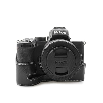 kinokoo Genuine Leather Case for Nikon Z50, Camera Z50 Hand Grip Case Bottom Case Half Case for Nikon Z50 (Black)