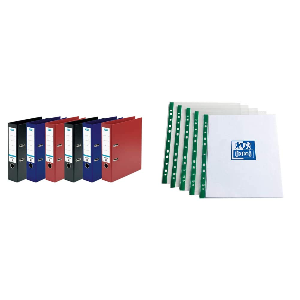 Buy Elba, A4 Lever Arch Files, Assorted, Plastic, 6 Folders & Oxford