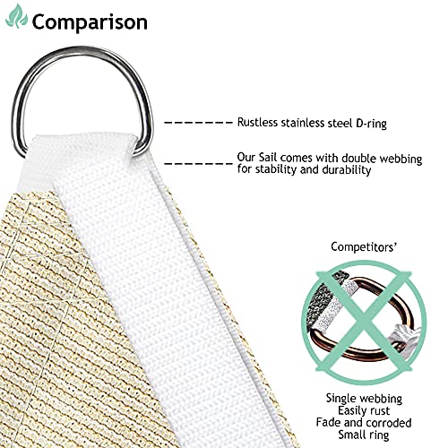 Sunnyroyal Sun Shade Sail 20'X20' Rectangle Canopy Awning Fabric Cloth Screen Uv Block Heavy Duty Commercial Grade Outdoor Patio Carport (Beige) #TOP3