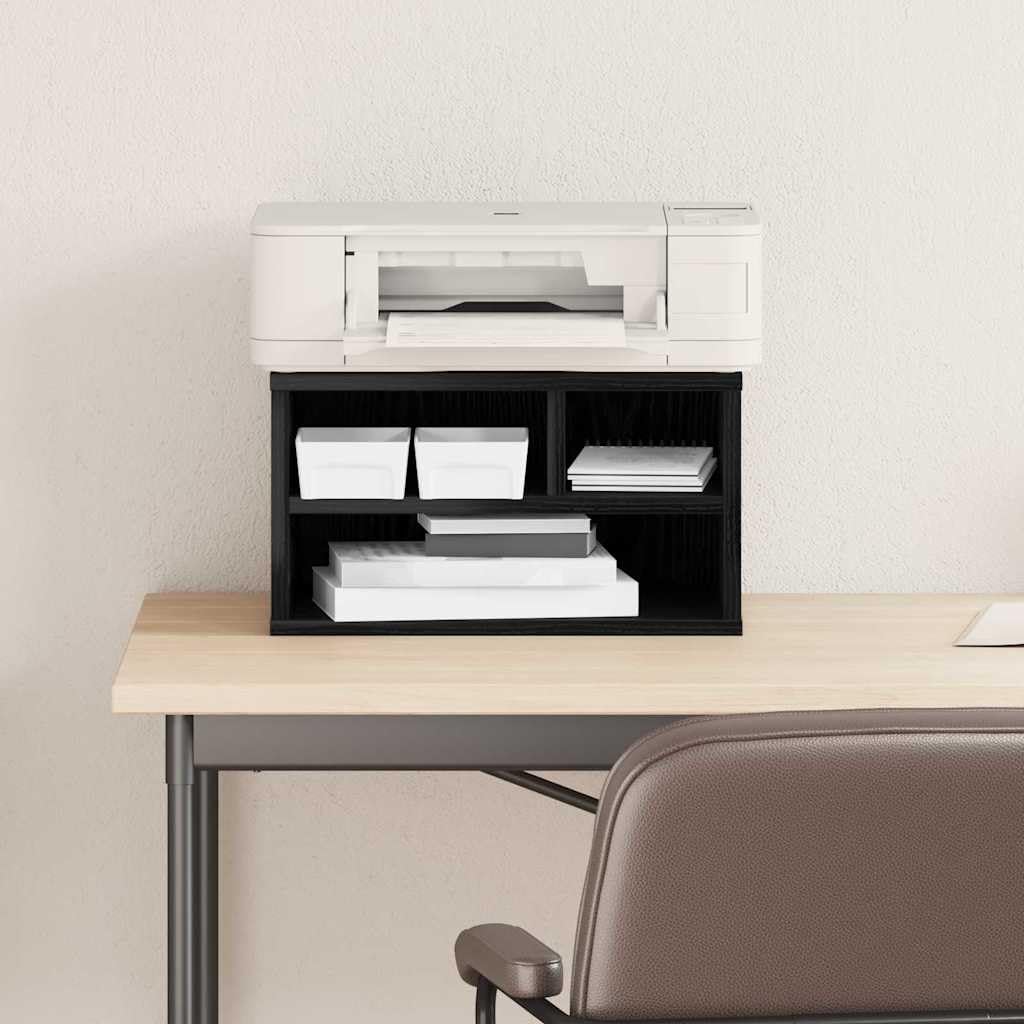 Supporto per stampante, nero, effetto rovere, in legno, 40 x 32 x 22,5 cm, per stampanti, accessori, spazio di archiviazione, tavolo stabile per ufficio e home office