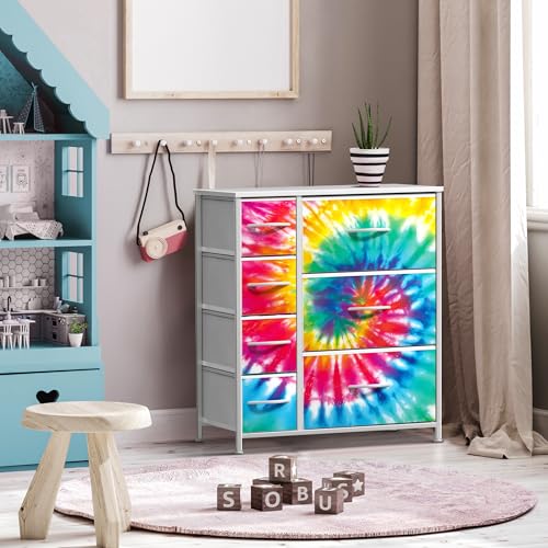 Sorbus 7-Drawer Dresser for Kids Bedroom, Wood Top (Dark Tie-dye) - image 6