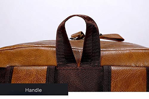 Men Backpack Waterproof PU Leather Travel Bag Man Large Capacity Teenager Lt Brown4