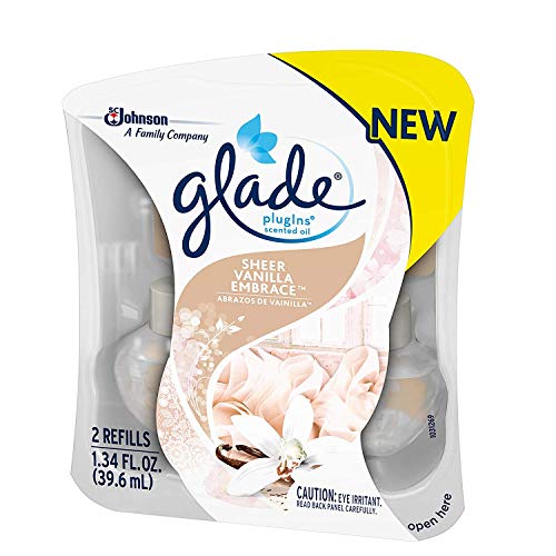 Glade PlugIns Scented Oil Air Freshener Refills, 2 Count, 1.34 fl oz (Sheer Vanilla Embrace, 2 Count)