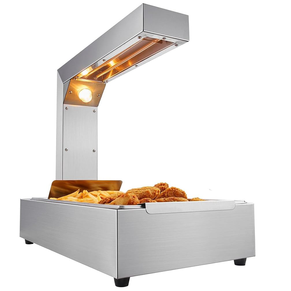 Lámpara para Calentar Alimentos, con Bandeja De Goteo de Escurridor Desmontable, Lámpara de Acero Inoxidable para Calentar Alimentos para Papas Fritas, Churros, Bufés, Cocinas, Restaurantes