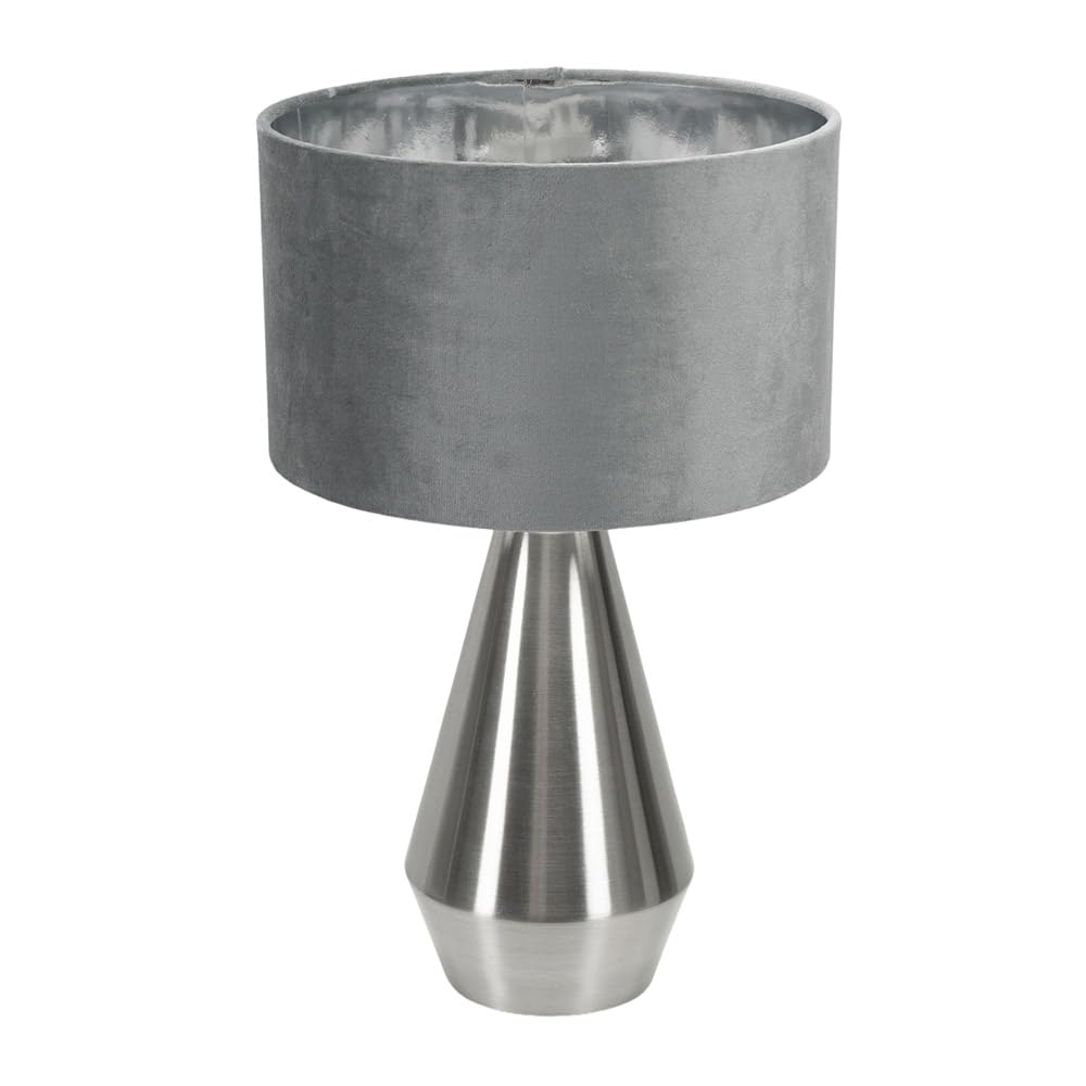 ValueLights Table Lamp - Grey Velvet - Dimmable LED Touch - 41cm