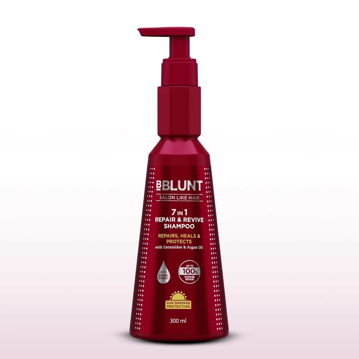 BBLUNT 7 In 1 Repair & Revive Shampoo For Up To 100% Damage Repair | Addresses 7 Signs Of Hair Damage | With Ceramides & Argan Oil | Nourishes, Strengthens & Adds Shine | Sun Damage Protection | 300ml