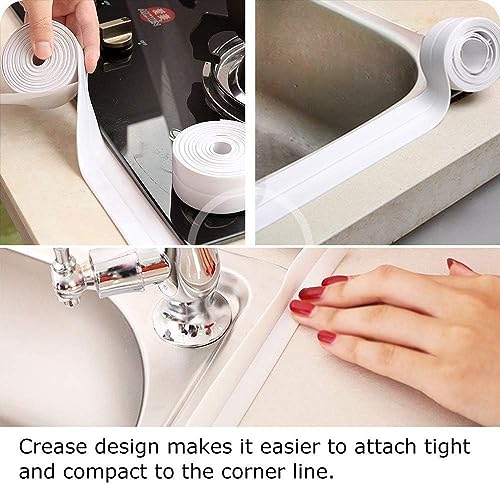 Image of Bath Sealant Strip, Waterproof Caulk Tape, Flexible and Durable Self Adhesive Tape for Bathroom, Kitchen, Tub and Wall Corner Edges, 3.2m x 3.8cm, White, Pack of 1