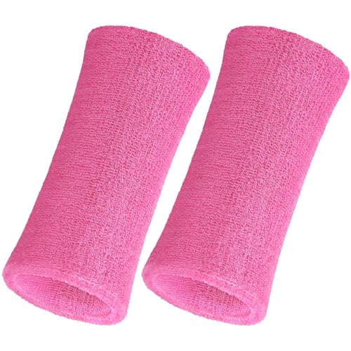 Image of WILLBOND 2 Pcs 6 Inch Wrist Sweatbands for Men and Women, Moisture Athletic Cotton Sweatband for Tennis, Basketball, Running