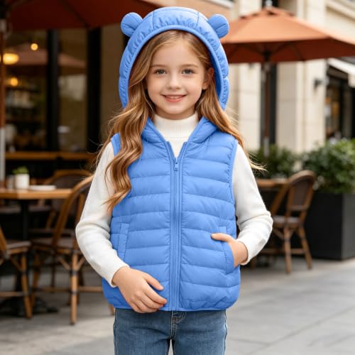 Gouuuia Girls Hooded Puffer Vest Cute Zip Up Sleeveless Coat 4-15 Years - image 6