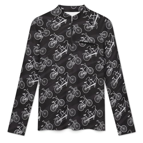 Vintage Hand-Drawn Bicycles Men's Rash Guard Long Sleeves Quick Dry Fishing Workout Shirts with Zipper3