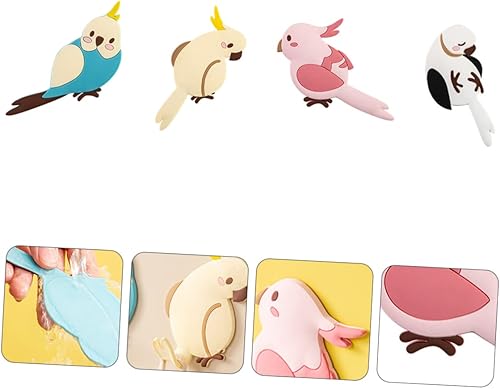 Miniatura 9 de ABOOFAN Ganchos adhesivos para colgar en la pared, 12 unidades, para baño, con forma de loro, para colgar en la pared, para ropa, pájaro, abrigo,