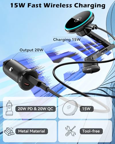 Image of CloudValley Extended 15W Magnetic Wireless Car Charger Phone Mount for Ford Bronco 2021-2026 2 /4 Door, Aluminum Alloy Magnetic Phone Holder, Off-Road Stable Anti-Shake No Drill Dash Mount