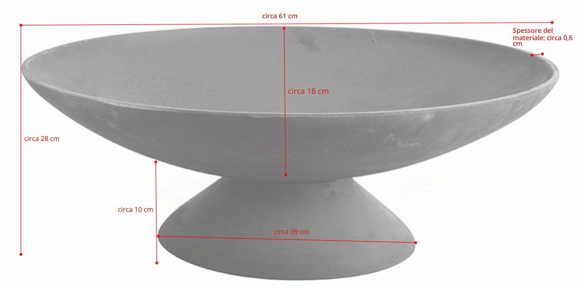 Braciere Design Outdoor Jet-Line Metallo Braciere Indio Nero Diametro 60 cm Altezza ca. 21 cm Fuoco Giardino Terrazzo Giardino Terrazzo Jet-Line Cestino Fuoco Fuoco Esterno Griglia Griglia