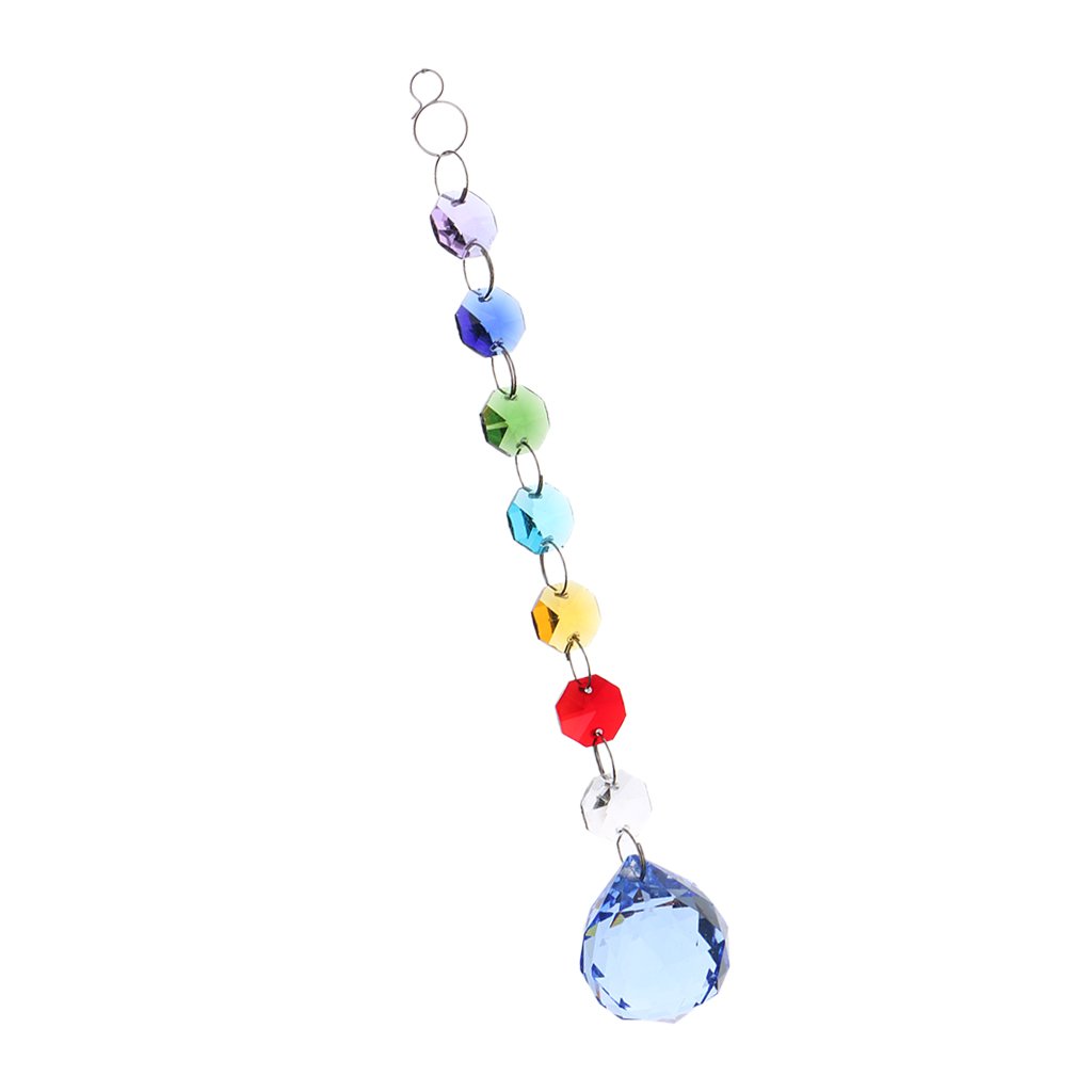 MERISHOPP Crystal Hanging Suncatcher Rainbow Beads Ball Pendant Prisms Blue 20cm Crystal Pottery & Glass | Glass | Art Glass | Other Art Glass-image-45