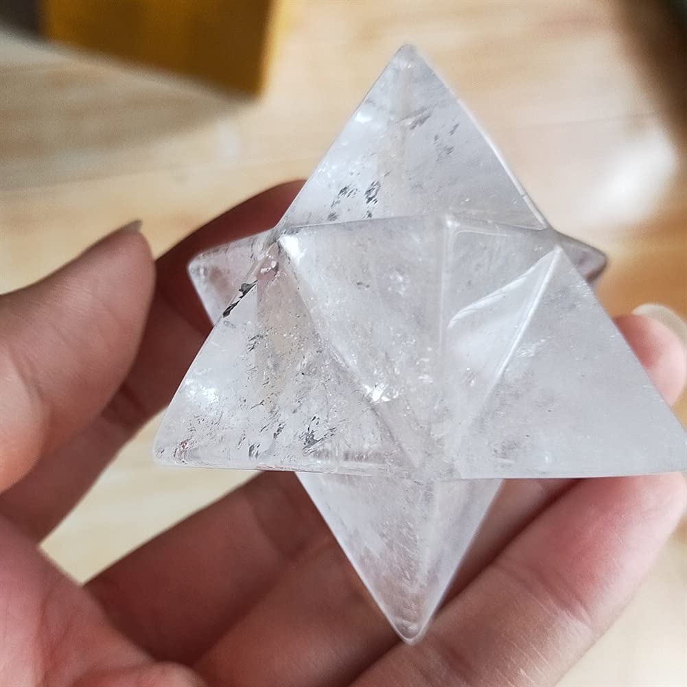 5 cm natürlicher klarer Kristall Merkabah Pendel Kristallsteine ​​Merkaba Sterne Anhänger Schmuck HalsketteEnergiemineralien for Dekoration, Steingenerator PEIQIYIN Voller Textur