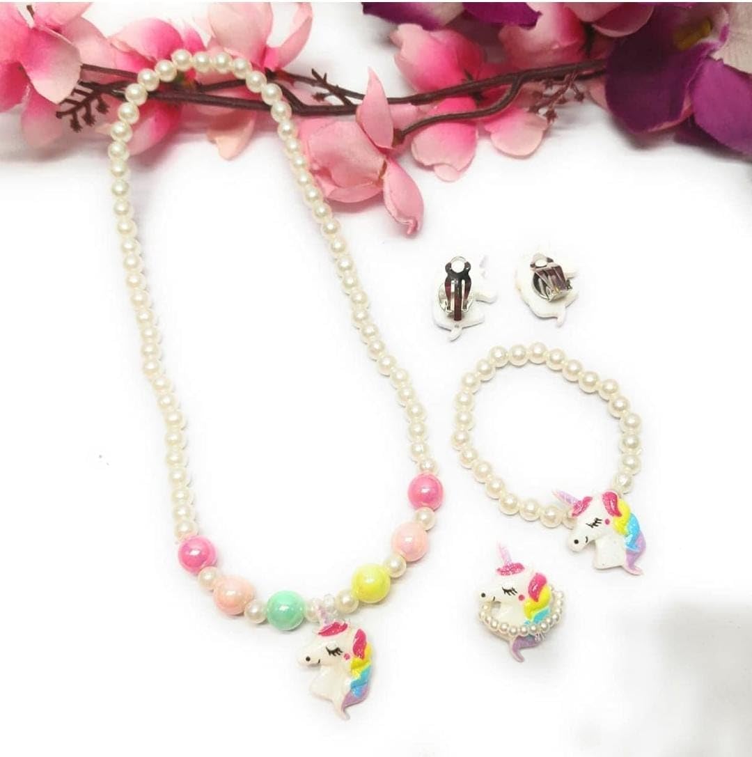 AMYCAUR Girl Princess Necklaces & Bracelets And Hair Clips Set Dress-Up Costume Accessories Gift birthdays, parties, and special occasions Jewellery Gifts Set For Little Girl Toddler Random Design (2 Set) 2