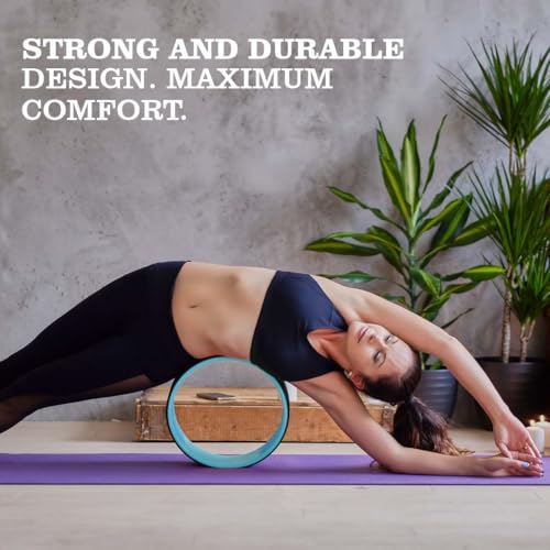Image of De Jure Fitness Yoga Wheel | Ideal for Stretching, Backbends, Exercise, Deep Tissue Massage & Back Pain Relief | Dharma Yoga Prop Wheel with Ultimate Comfort (Navy-Blue)