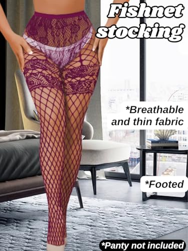 Image of ChiaoLezhee Sexy Wide Fishnet Tights, Floral Lace Garter Stockings For Women, Fishnets Fish Net Fits 0-18
