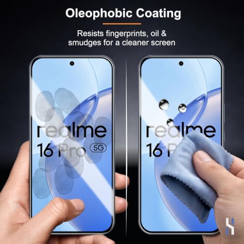 Image of Tempered Glass for Realme 16 Pro - Military Grade 9H Screen Guard, Anti-Scratch, Shatterproof, Edge to Edge Full Coverage - Black Border