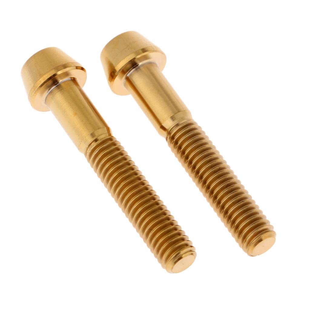 WINTI 2x M6 Titanium Ti Screw Fairing Bolt Taper Conical Hex Head Golden M6x40mm