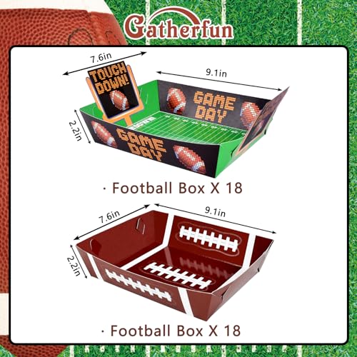 Gatherfun Football Party Supplies Kit for 36: Large Football Food Plates, Disposable Bowls,Food Trays - Ideal Football Party Decorations and Favors for Birthday and Tailgate Partie