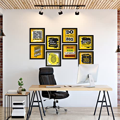 Image of PAPER PLANE DESIGN Motivational Quotes Wall Framed Poster, Office Decor, Inpirational Frame with Quotes.Set of 8 (10 Inch x 10 Inch) (MDF POSTERS)