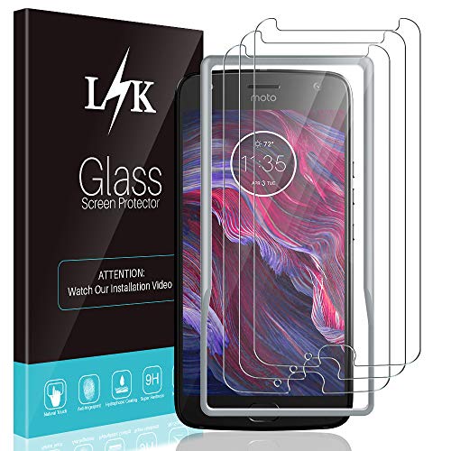 [3 Pack] L K Screen Protector for Motorola Moto X4, [Easy Installation Tray] Tempered-Glass 9H Hardness, Case Friendly