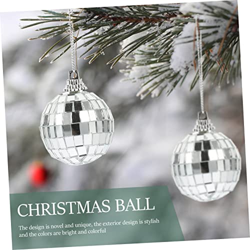 12 piezas de bolas espejadas colgantes para árbol de Navidad, fondos fotográficos y decoración festiva miniatura 3