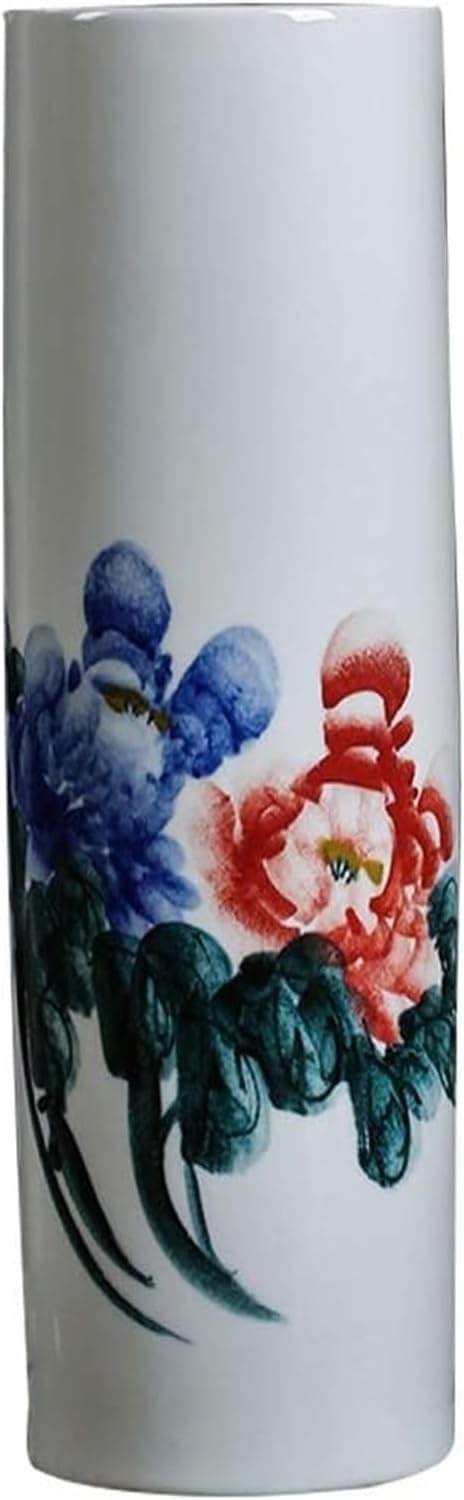 Bzgpmfud One Color Vase Desktop Decoration Classical Ceramic Scenery For Art Household Living Room Bedroom Office Table With Base Vase