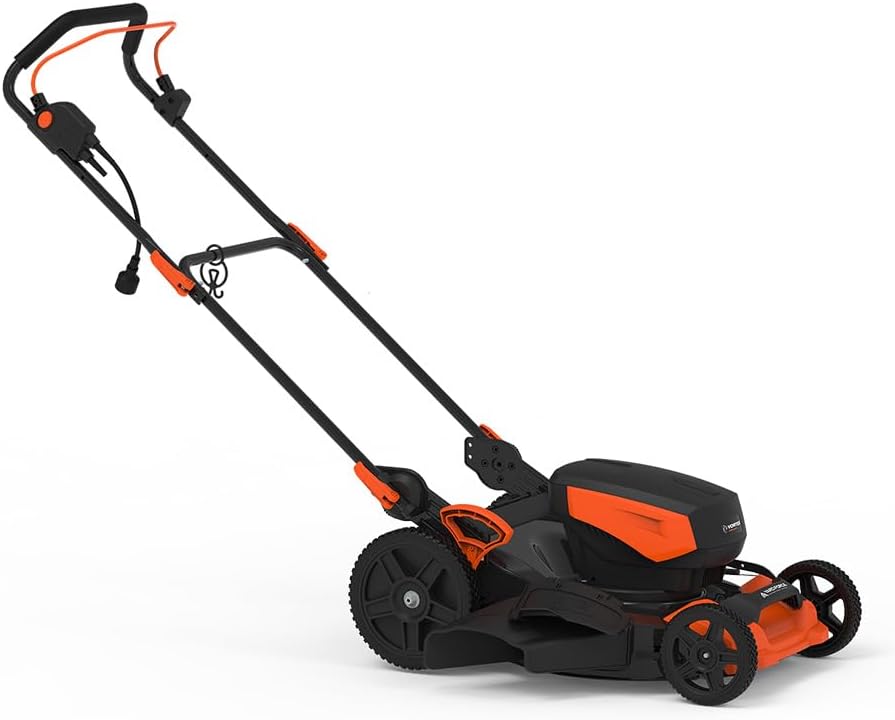 Miniatura 11 de Yard Force Cortacésped eléctrico de 19 pulgadas YF1518-3N1, plataforma de metal de 19 pulgadas, altura de corte central de 1-3 pulgadas, rueda