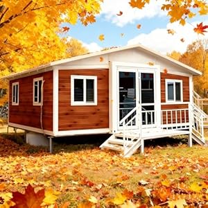 Prefab Tiny Home Modular Homes for Sale, 2 Bedrooms Tiny House Container House with Full Equiped Bathroom Foldable Tiny Home to Live in for Adults, Mobile Container Homes Cabin for Off-Grid Living