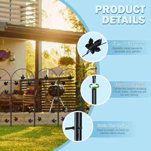 MOOACE Dekoration Gitterzaun für Garten,15 Stücke Metall Steckzaun, Gesamtlänge 96,5 cm (H) x 4,9 m (L) Haustier Zaun Rostfrei Metalldraht Panel Grenze für Kaninchen, Hof, Patio