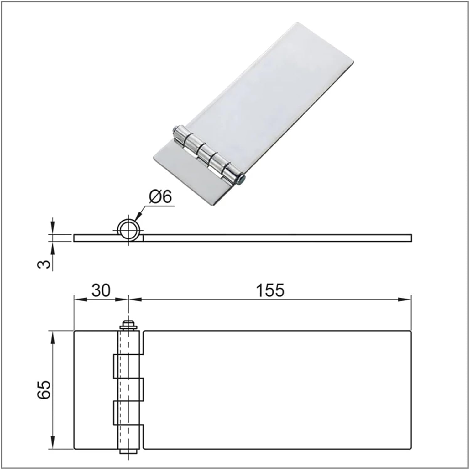 8-Inch Large Extended Seamless Welded Carbon Steel Hinge Industrial Equipment Door Hinge 1Pcs