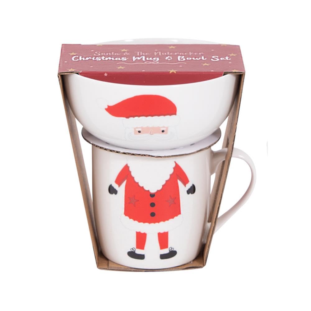 Yöl Santa Mug And Snack Bowl Christmas Mug And Snack Bowl Set Santa Design Stocking Filler Present Secret Santa Soup Dessert