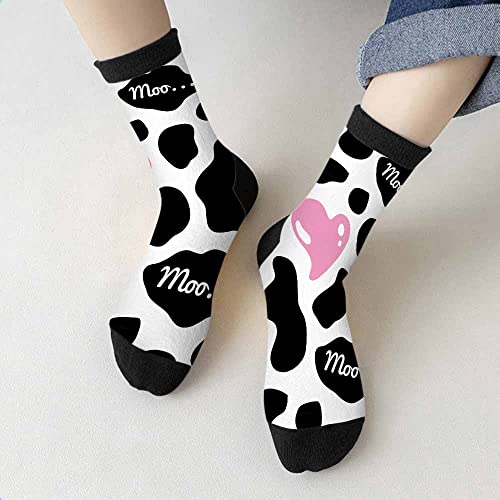 Image of Red Striped Crew Socks for Woman Size 6-8 Christmas Tree Moose Snowflake Dots Lines Girls Socks
