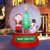 Fulong 6ft Giant Inflatable Christmas Snow Globe with LED Lights & Swirling Snow, Festive Outdoor Decoration for Yard, Lawn, Garden - Durable, Easy Setup
