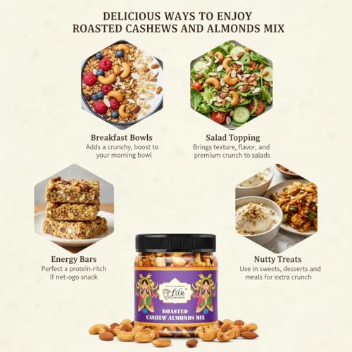 Image of LILA DRY FRUITS Roasted Kaju Badam Mix 100 grams Salted Cashew Almond Mixed Pack Ideal for Snacking, Munching, Partying Flavoured Cashews Almonds Healthy Snacks Perfect for Giftings
