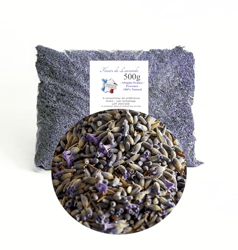 Fleurs de Lavande 500 g - Provence - Direct Producteur - France - pour Armoire, Linge et Placard – Lavande séchée naturellement, 100% Naturel