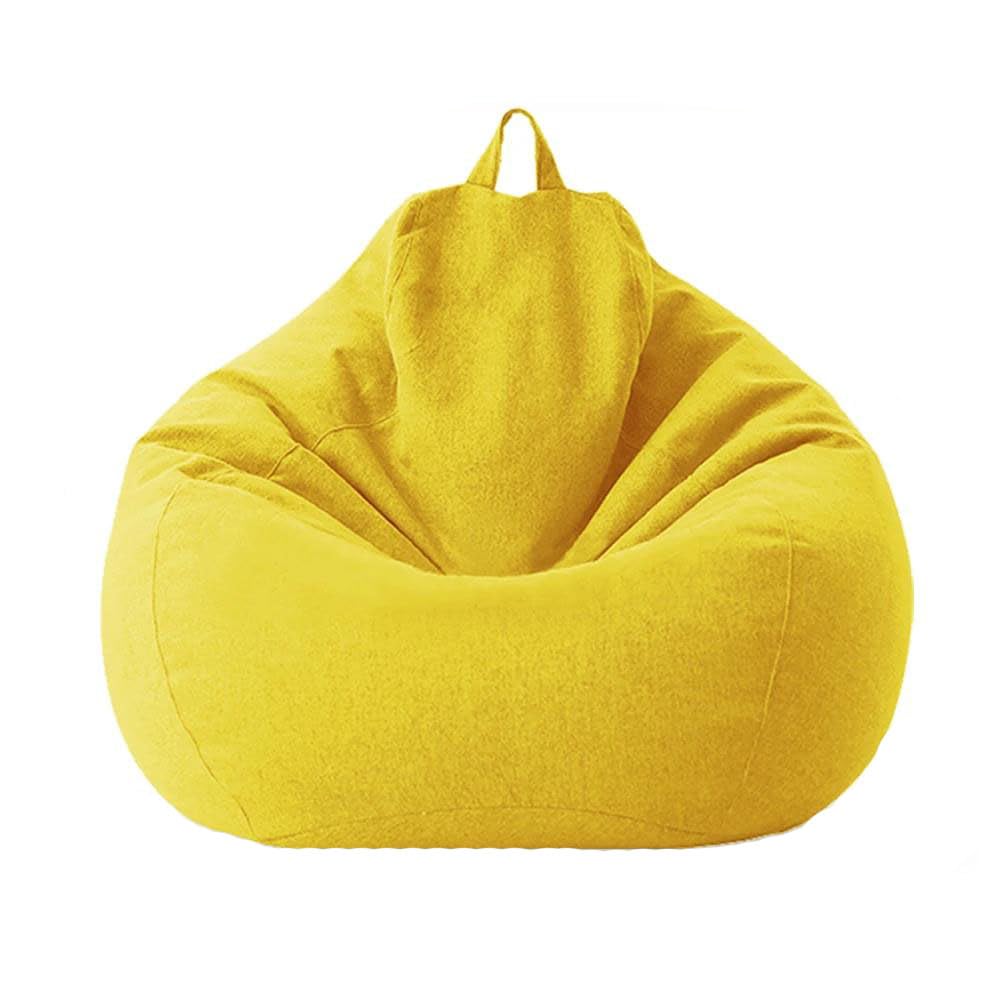 Large High-Back Puff Chair Cover for Adults, Soft & Comfortable Linen Recliner Sofa Cover, Gaming Storage Bag, Yellow, 70cm x 80cm, Ideal for Home Decor