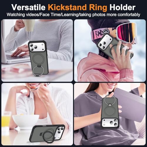 Image of iPhone 17 Pro Magsafe Stand Case | Matte Design & 360 Protection | Military-Grade Apple iPhone 17 Pro Cover | Ultra Premium - Black