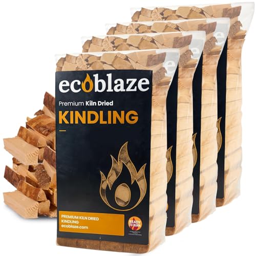 Ecoblaze Kiln Dried Kindling Wood 10kg - Easy to Light Smokeless Fire Starter for Stoves Fire Pits BBQs Chimineas Wood Burners & Indoor or Outdoor Fires (4x2.5kg packs)