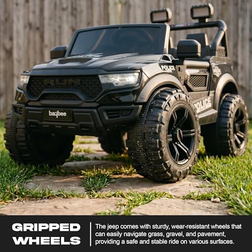 Image of Baybee TurboX Electric Car for Kids with 4x4 Motor & Parental Control | Baby Electric Rideon Cars with RGB Lights, Music & Swing Mode | Rechargeable Battery Operated Jeep for Kids 2 to 6 Years (Black)