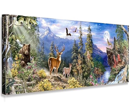 YALKIN 5D Diamond Painting Kits for Adults (35.4x11.8inch) DIY Large Forest Full Round Drill Cross Stitch Embroidery Pictures Arts Paint by Number Kits Diamond Painting Kits for Home Wall Decor