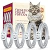 Collar natural para pulgas y garrapatas para gatos, paquete de 4, 8 meses de protección de larga duración, impermeable, tamaño ajustable para gatitos y gatos adultos