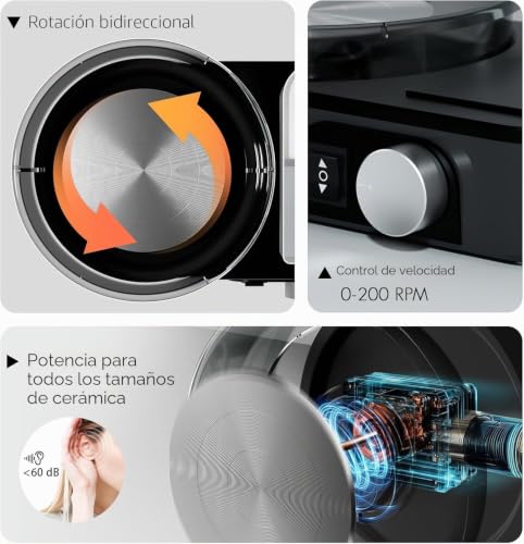Torno de cerámica con velocidad 0-200 RPM regulable y herramientas de modelado 4
