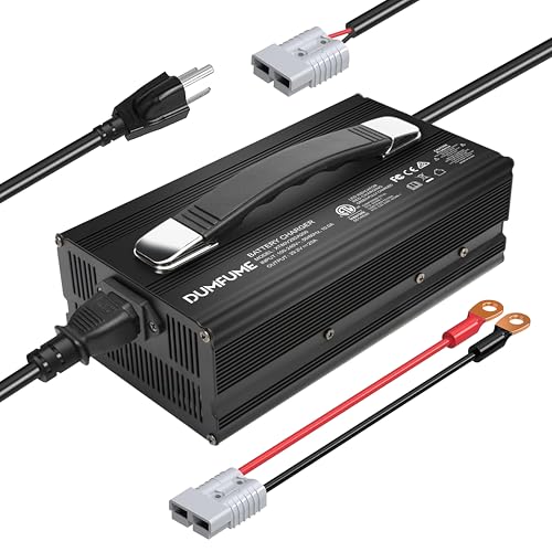 Dumfume 29.2V 20A LiFePO4 Battery Charger for 24V Lithium Iron Phosphate Battery, with LED Indicators&Anderson Connector, Built-in Security Protection