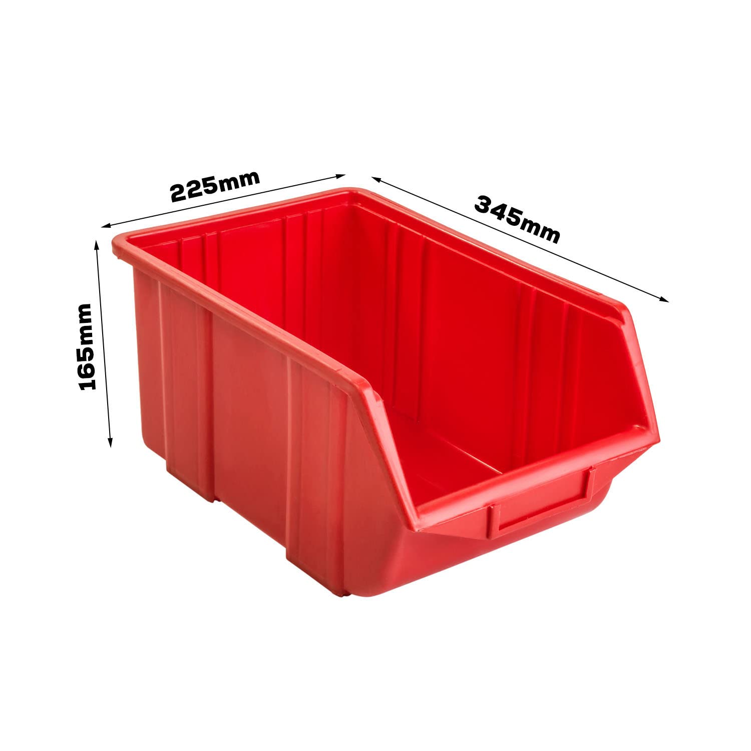 botle 10 cajas clasificadoras para taller, apilables, cajas de almacenamiento, caja de almacenamiento, caja ecológica, color rojo, 34,5 x 22,5 x 16,5 cm