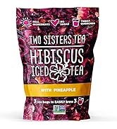 Two Sisters Hibiscus Family Size Tea Bags | Pineapple Hibiscus Iced Tea Mix | Healthy Herbal Tea,...